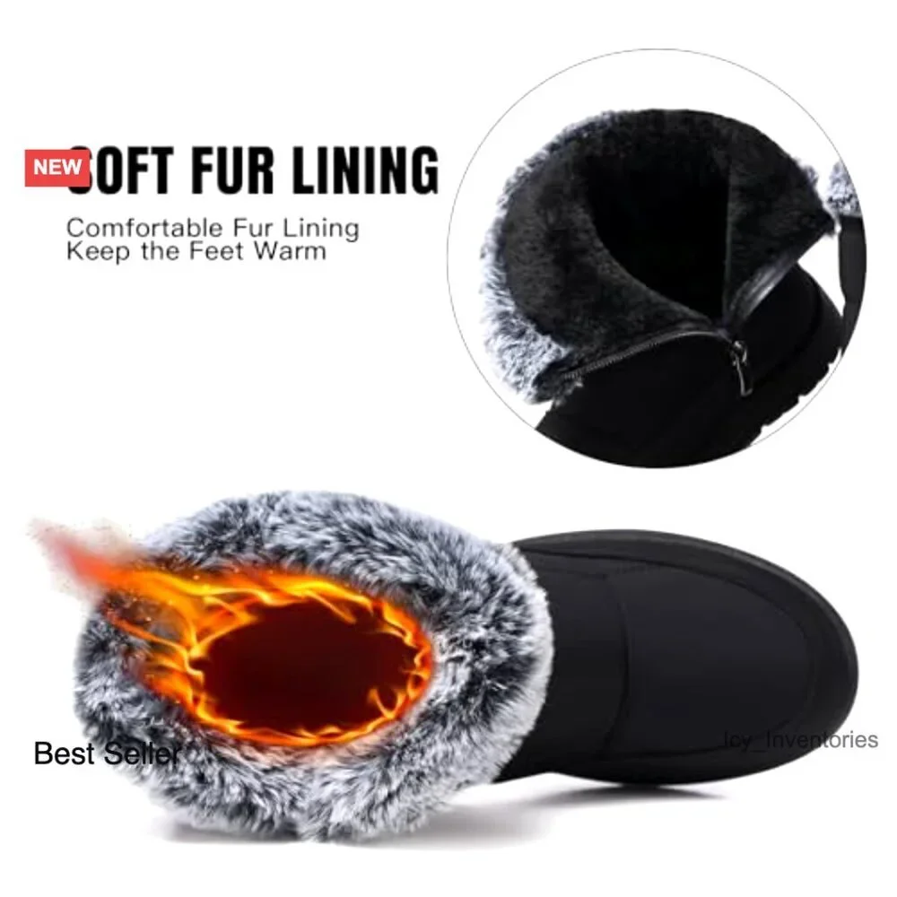 Women's Waterproof Fur Lined Ankle Boots Winter Snow Anti-Slip Comfortable